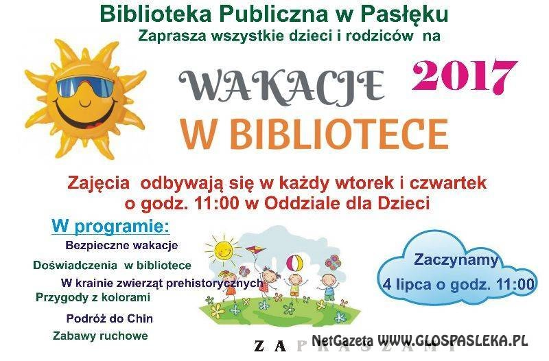 Przypominamy o wakacyjnych zajęciach w bibliotece