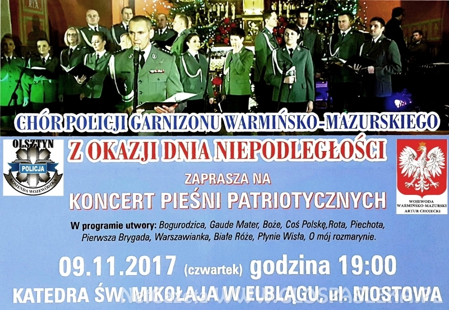 Koncert pieśni patriotycznych w wykonaniu policyjnego chóru