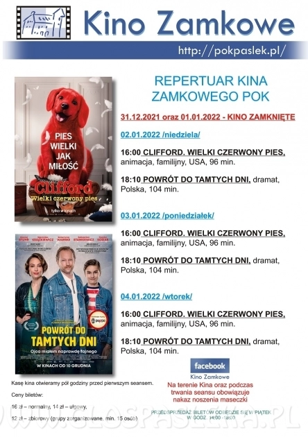 Kino Zamkowe zaprasza 2, 3 i 4 stycznia