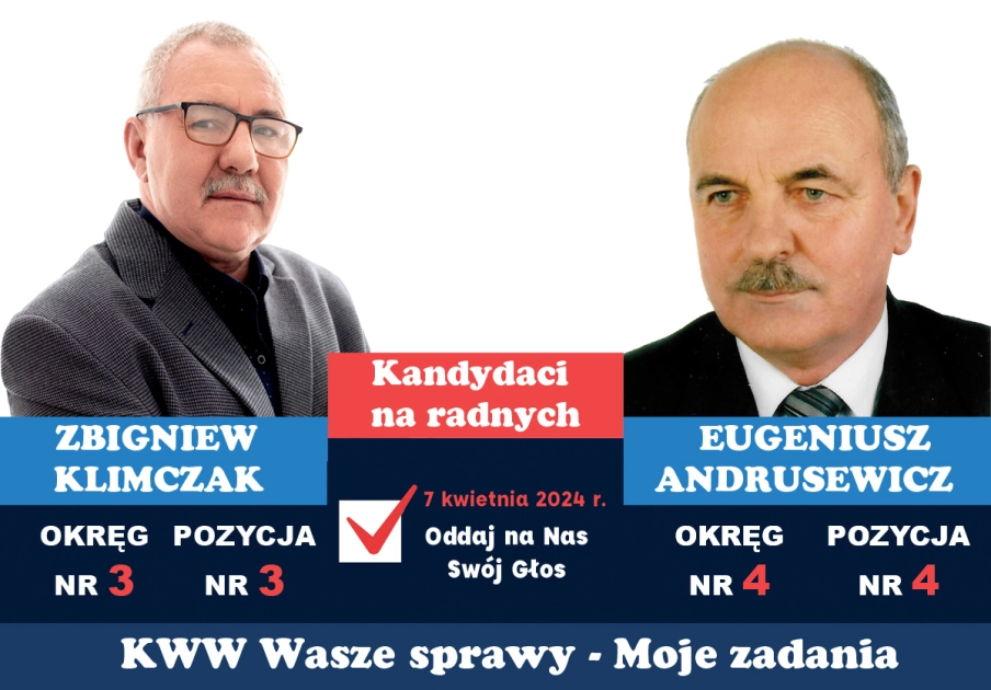 Zbigniew Klimczak i Eugeniusz Andrusewicz kandydaci do rady miejskiej